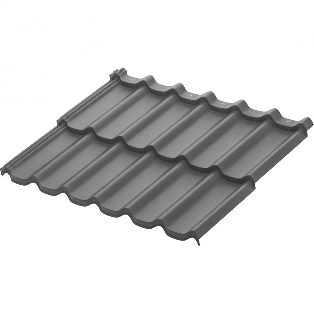 Модульная металлическая черепица Стокгольм XXL (RAL7024) 1185х875 мм Rooftop